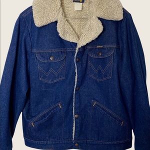 Vintage Wrangler Sherpa Lined Denim Trucker Jacket with Snap Buttons